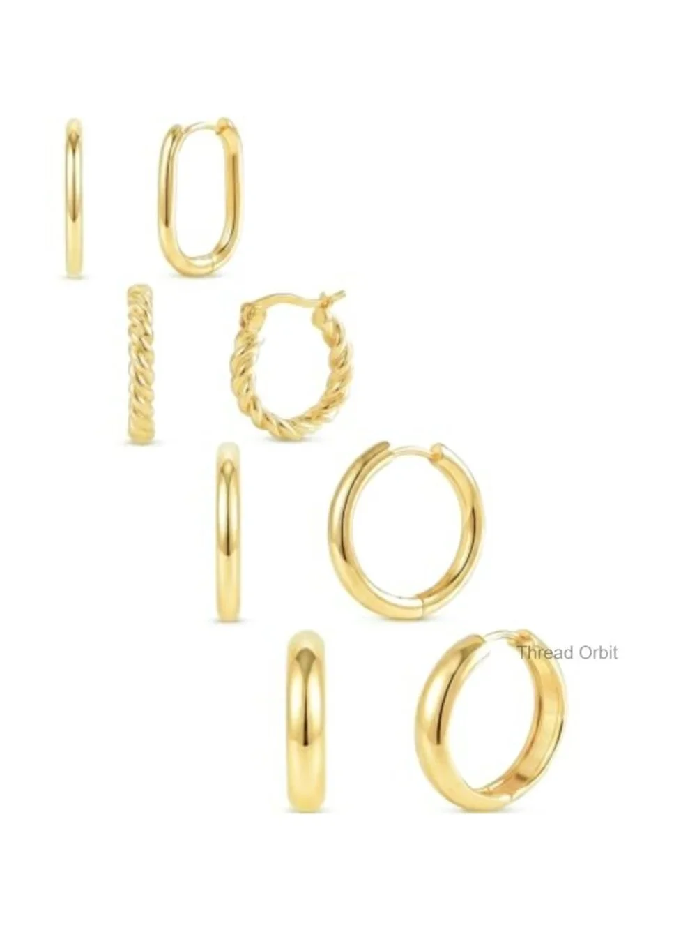 4 Pair Gold Hoop Earrings Set Huggie Twisted Gold Hoops Hypoallergenic